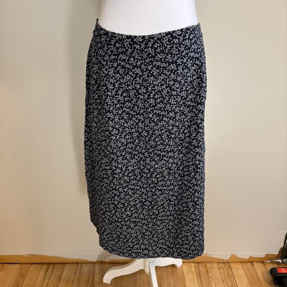 VTG Navy Dark Floral Midi Dress Women's Sz 2X 90s Cottagecore Boho Fairy